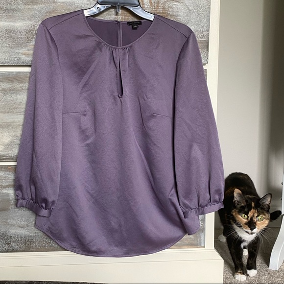 Ann Taylor Tops - 🏁 Ann Taylor Silky Purple Long Sleeve Blouse